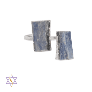 Anel 2 pedras Cianita Azul em bruto