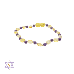 Pulseira Âmbar com Ametista 21cm