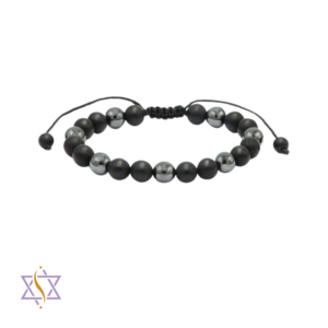 Pulseira Vulcânica Polida e Hematite 8mm